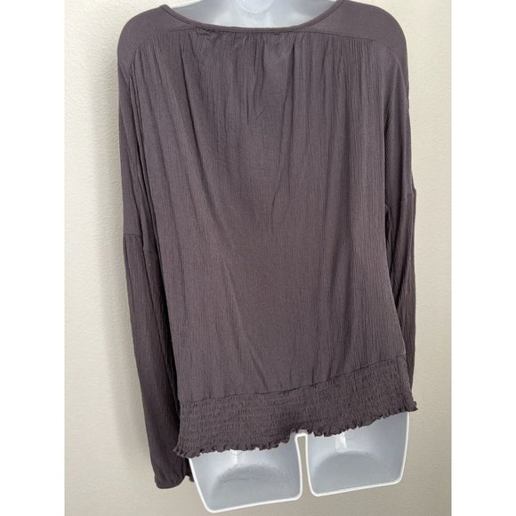 Knox Rose Women’s Gray Embroidered Crepe Wrinkled Long Sleeve Blouse Boh… - Picture 4 of 4